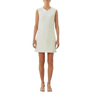 Cartolina Nantucket Lane Mini Dress in Optic White. Cotton Tweed. Sz L
